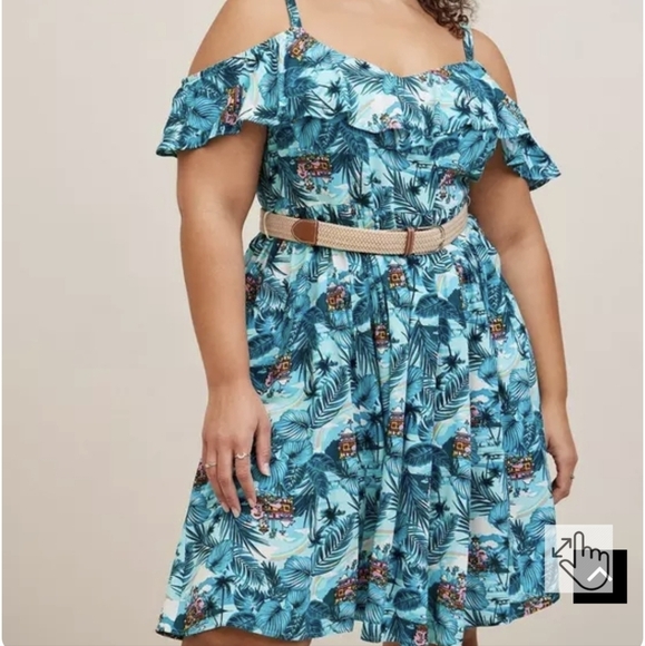 Torrid Disney Collab Encanto Cold Shoulder Colorful Sz. 1 1X 14-16 Dress NWT - Picture 6 of 16